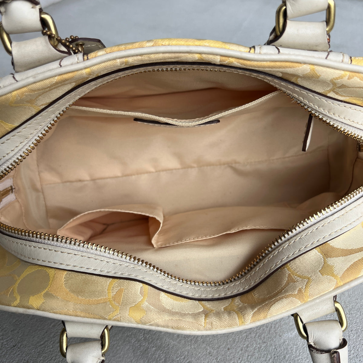 Coach | Vintage Y2K Butter Yellow CC Monogram White Leather Shoulder Bag