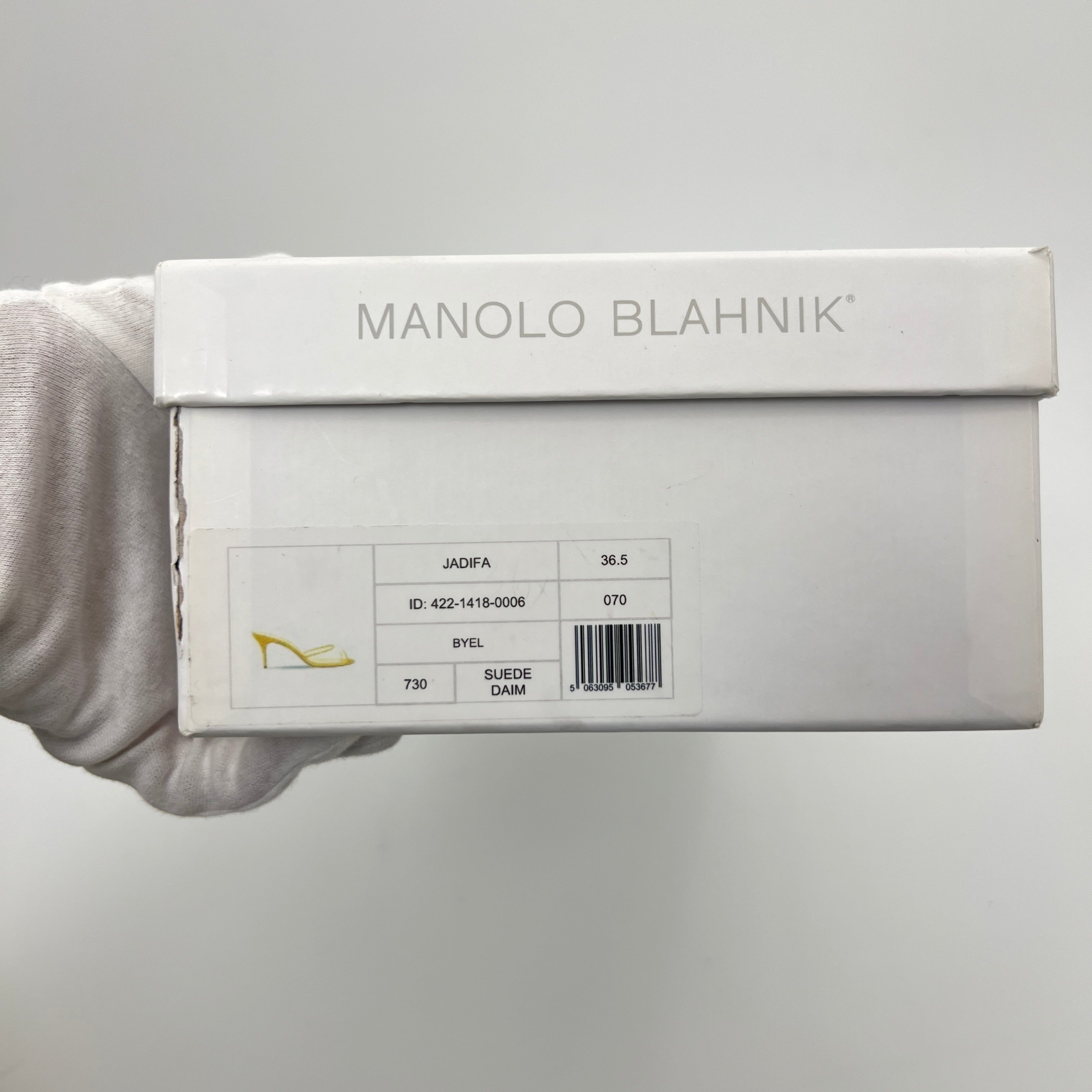 Manolo Blahnik | Jadifa 70 Orange Yellow Suede Leather PVC Mules (36.5)