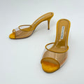 Manolo Blahnik | Jadifa 70 Orange Yellow Suede Leather PVC Mules (36.5)