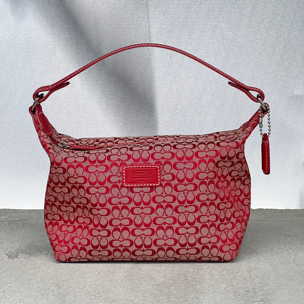 Coach | Vintage Y2K  Cherry Red CC Monogram Red Leather Signature Hand Bag