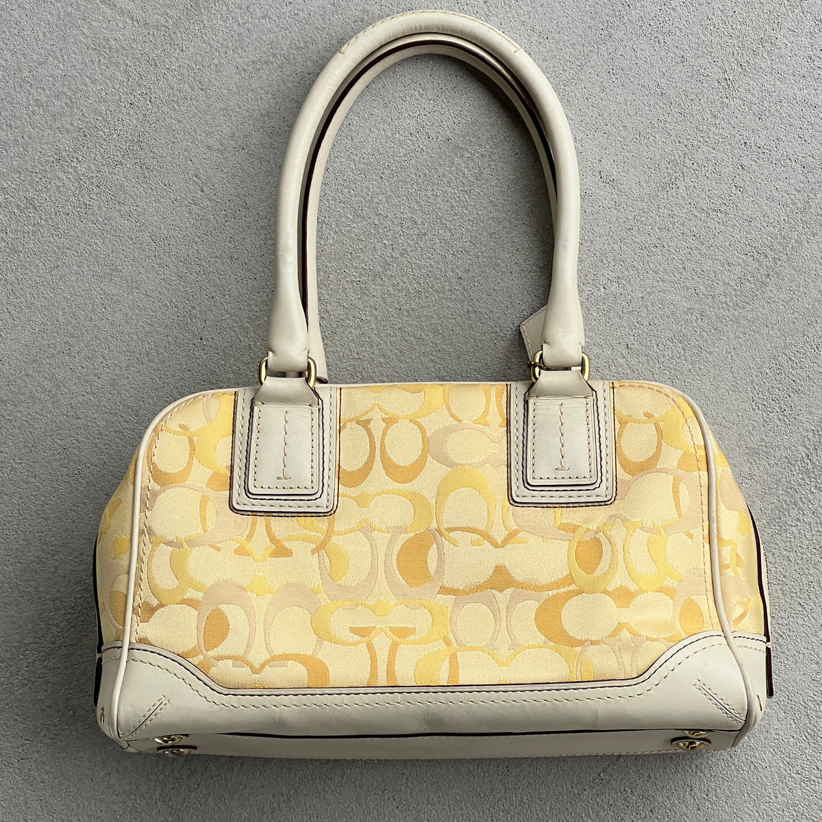 Coach | Vintage Y2K Butter Yellow CC Monogram White Leather Shoulder Bag