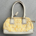 Coach | Vintage Y2K Butter Yellow CC Monogram White Leather Shoulder Bag