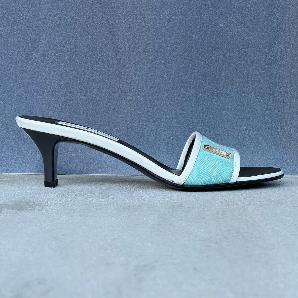 Gucci | Vintage 2000s Tom Ford Era Turquoise Blue GG Monogram Slide Mules Rare (36.5)