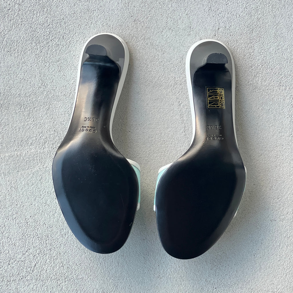 Gucci | Vintage 2000s Tom Ford Era Turquoise Blue GG Monogram Slide Mules Rare (36.5)