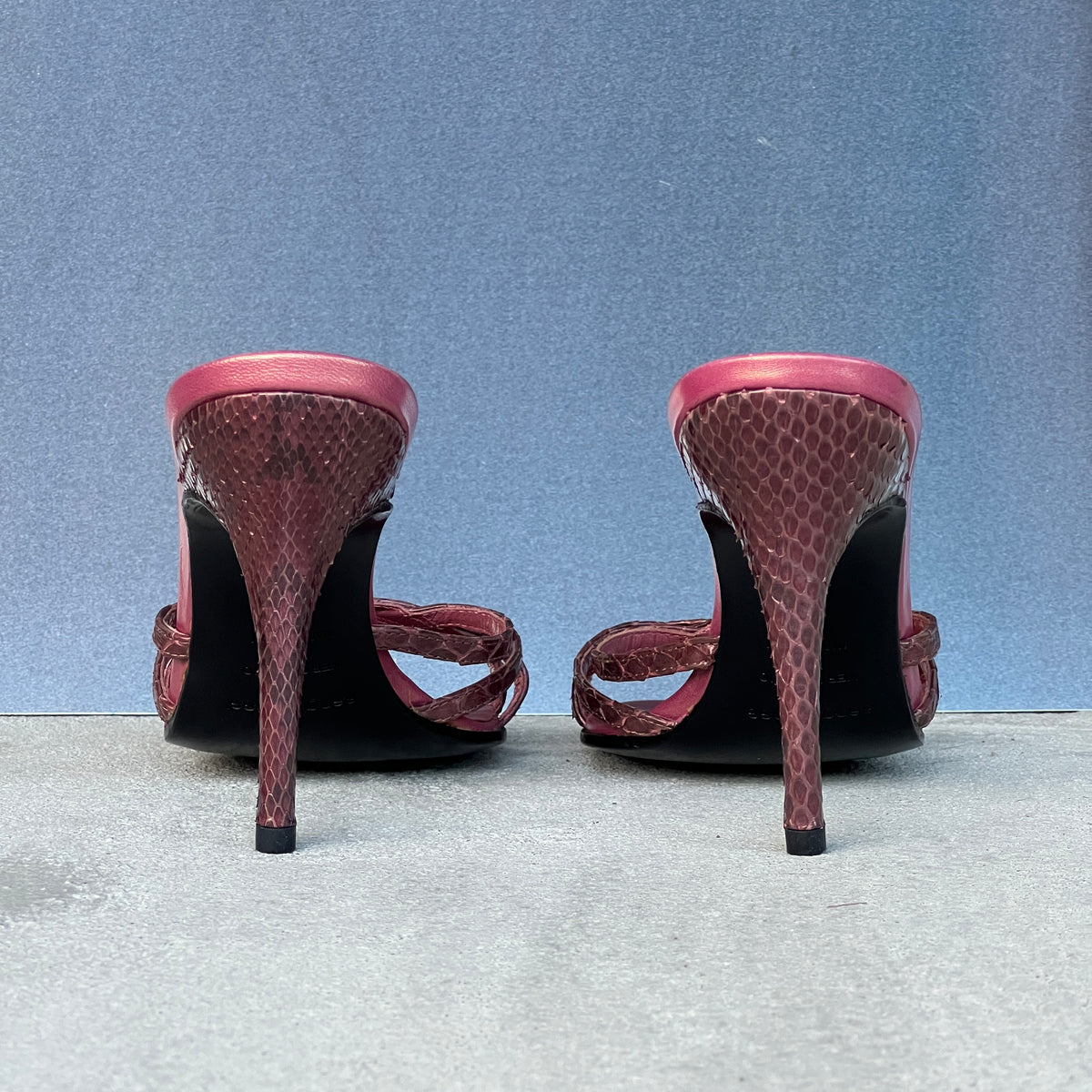 Sergio Rossi | Plum Snake Leather Strappy Sandal Mules (36)