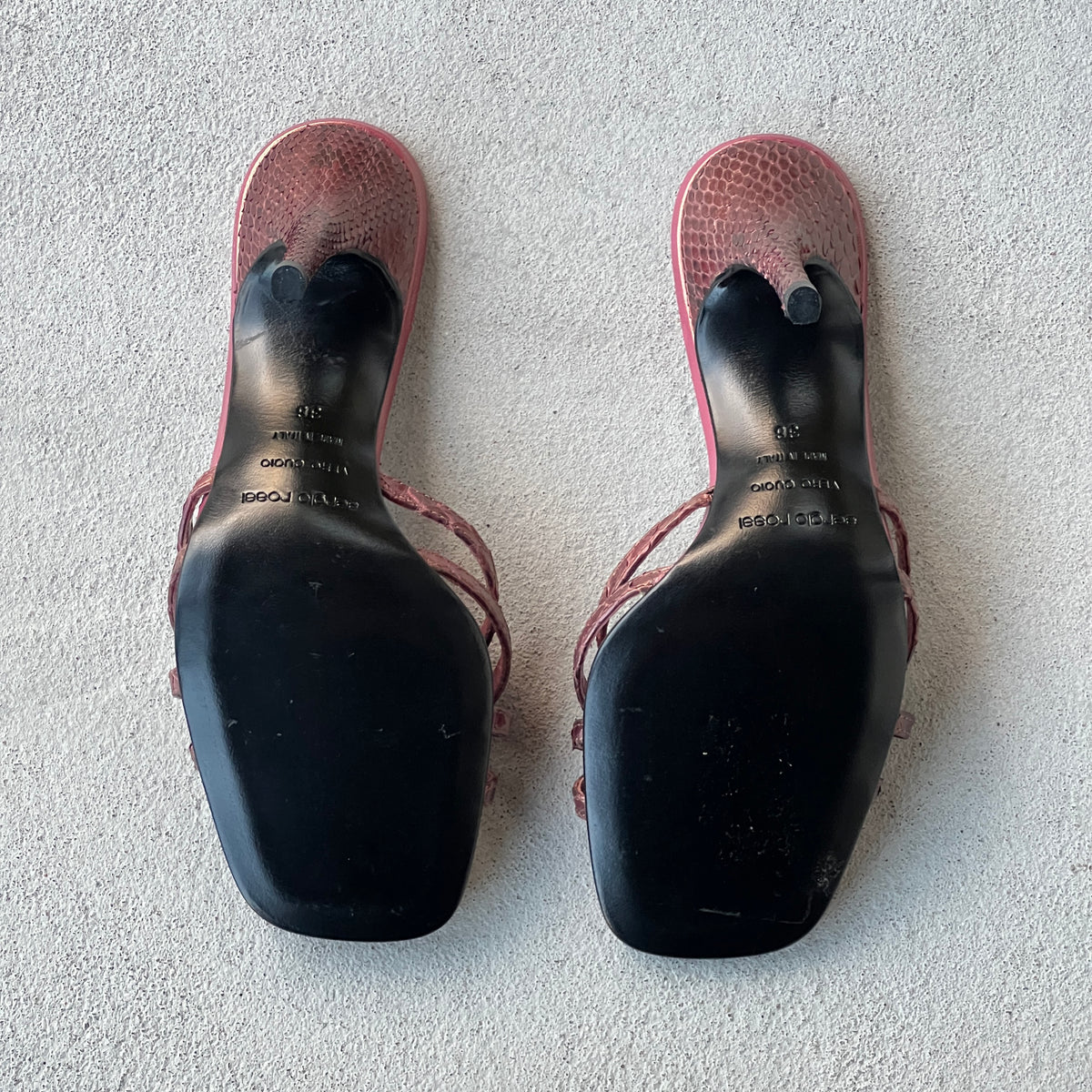Sergio Rossi | Plum Snake Leather Strappy Sandal Mules (36)