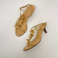 Coach | Kelly Camel Leather Flower Beige Sandal Heels (7, 37)
