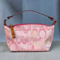 Coach | Rare Y2K Vintage Bubblegum Pink CC Monogram Canvas Tan Pink Leather Handle Signature Bag