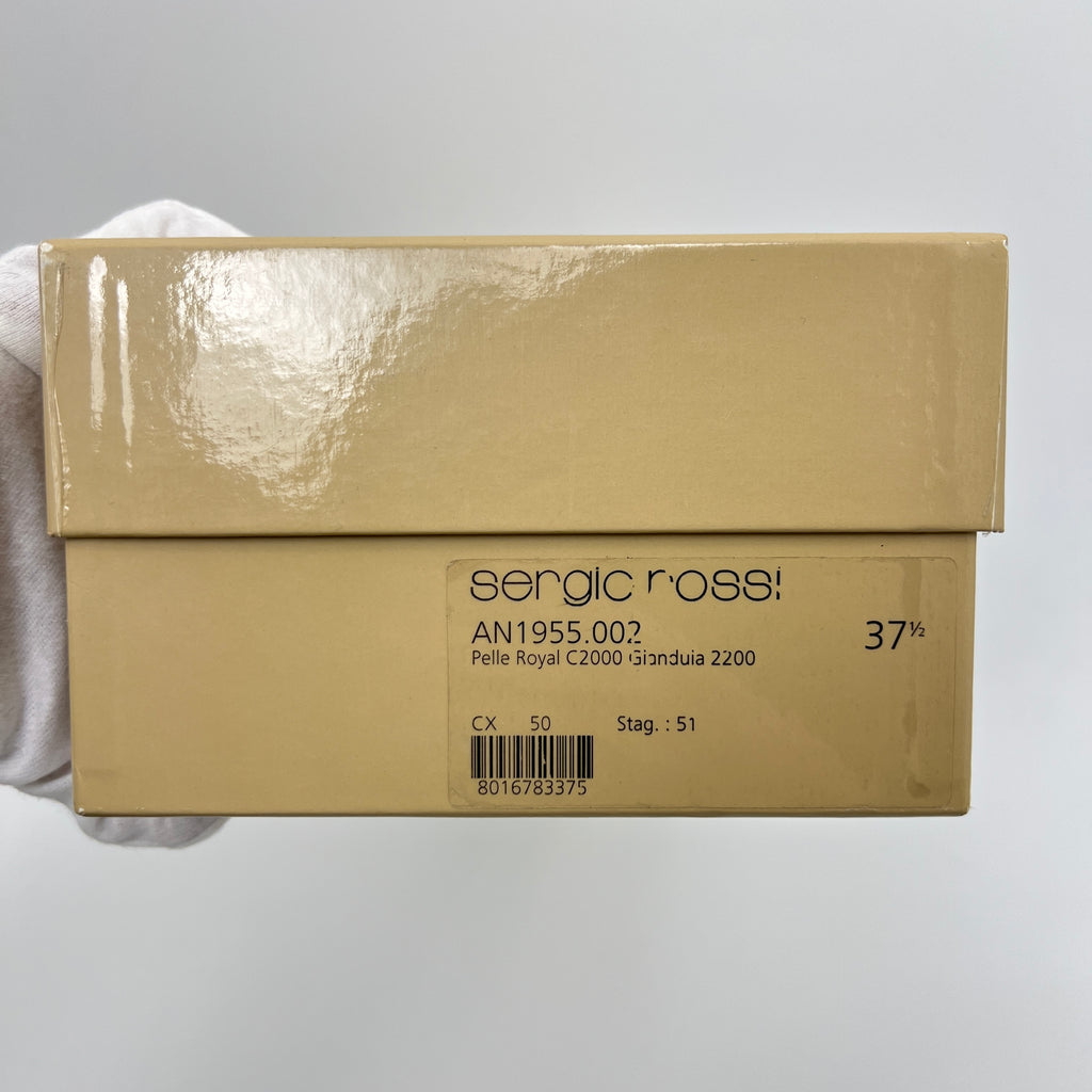 Sergio Rossi | Brown Suede Leather Strappy Mid Heel Sandal Mules (37.5)