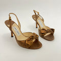Jimmy Choo | Metallic Bronze Gold Suede Leather Bow Slingback Stiletto Heels (36)