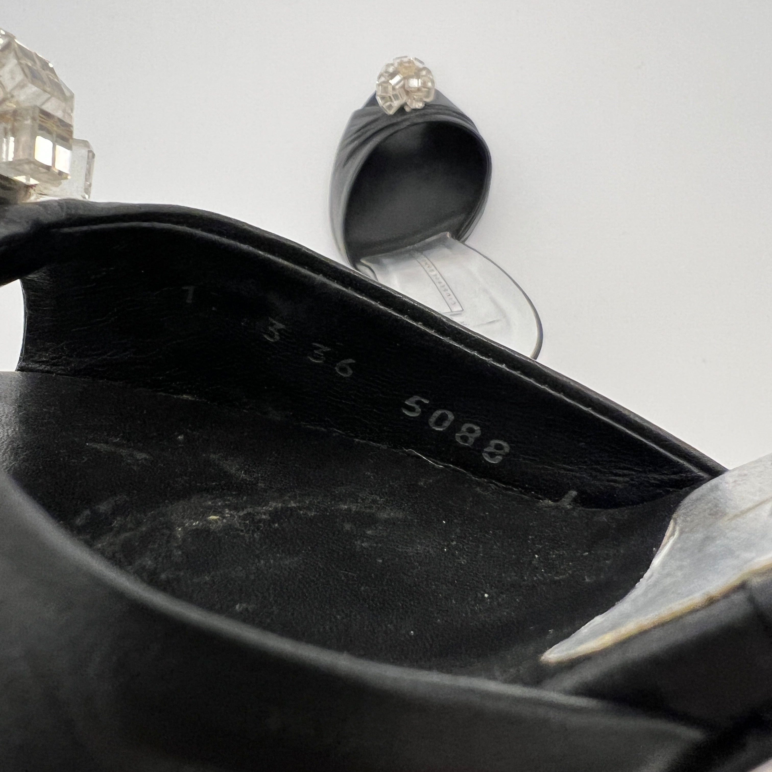 Giuseppe Zanotti | Black Leather Mirror Glass Ball Applique Mules (36)