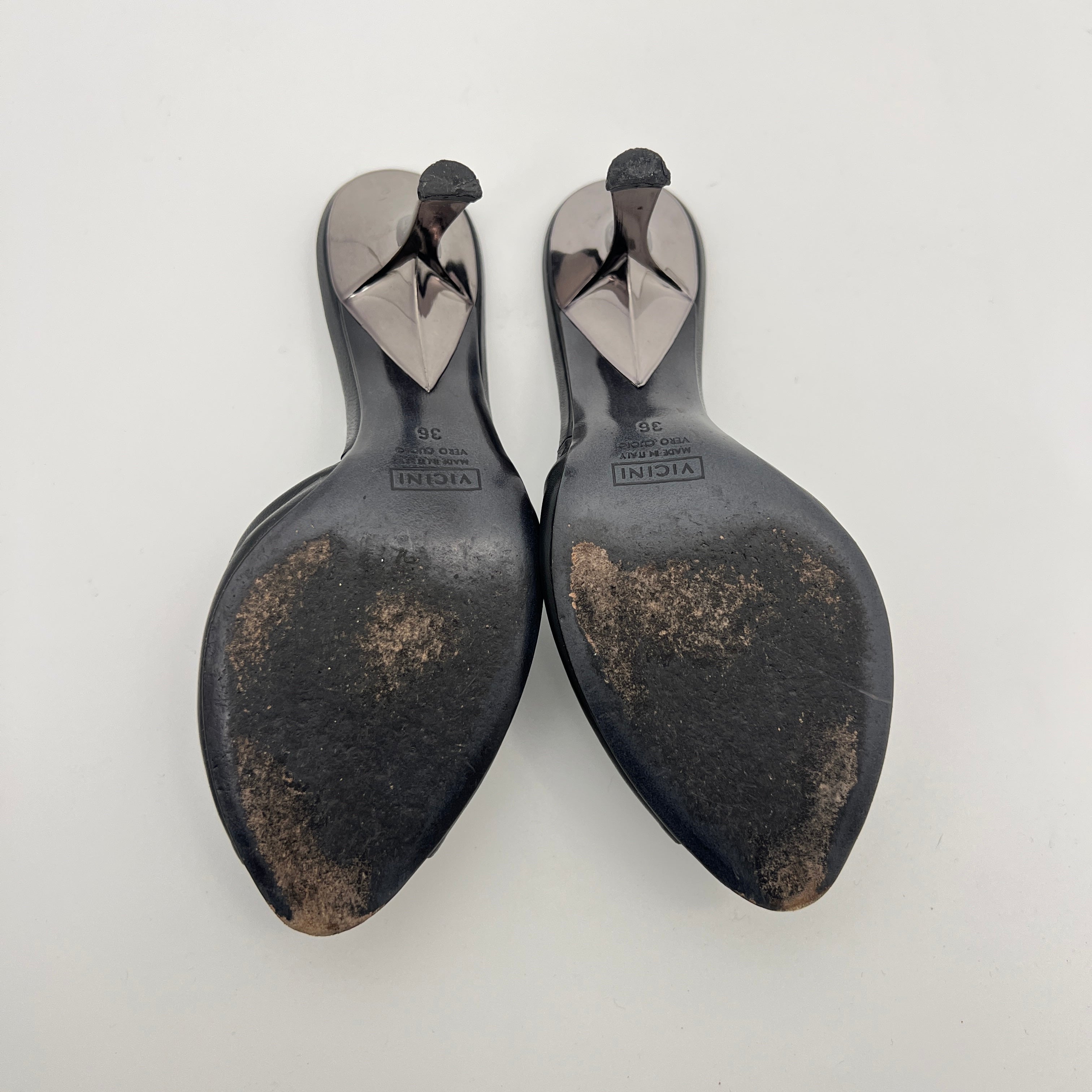 Giuseppe Zanotti | Black Leather Mirror Glass Ball Applique Mules (36)