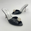 Giuseppe Zanotti | Black Leather Mirror Glass Ball Applique Mules (36)