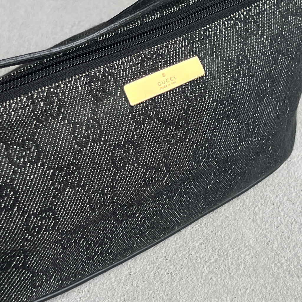 Gucci | Tom Ford Era GG Monogram Denim Canvas Gold Hardware Boat Pochette