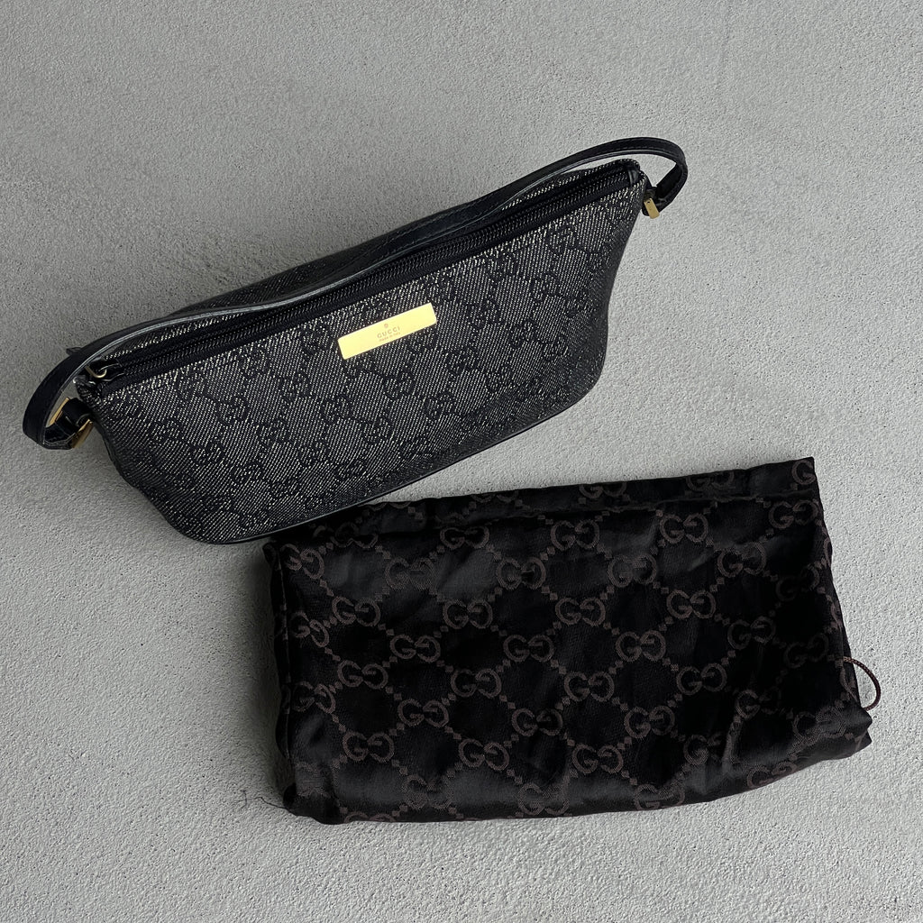 Gucci | Tom Ford Era GG Monogram Denim Canvas Gold Hardware Boat Pochette