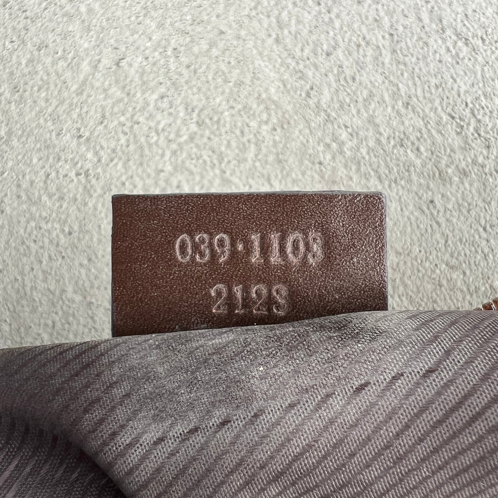 Gucci | Tom Ford Era GG Monogram Tan Canvas Chocolate Brown Leather Boat Pochette