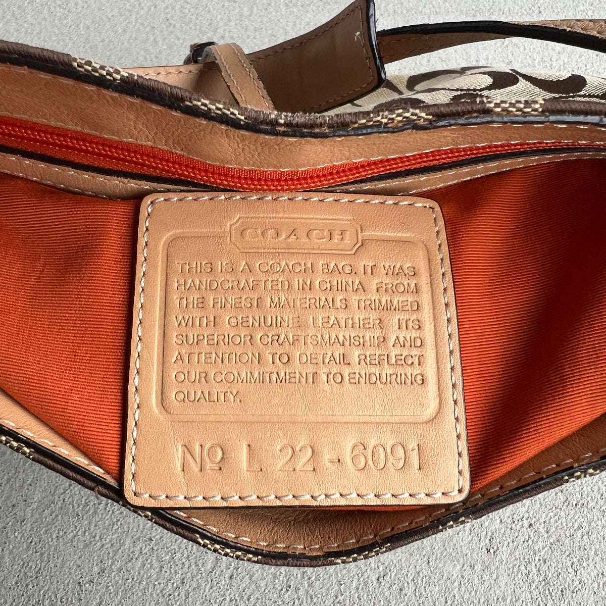 Coach | CC Monogram Canvas Tan Leather Clasp Closure Structured Shoulder Bag