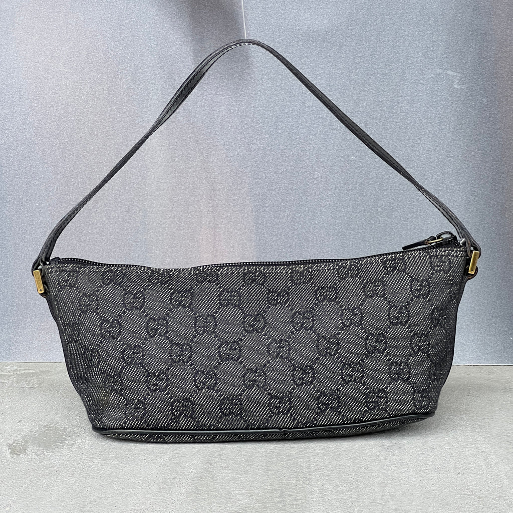 Gucci | Tom Ford Era GG Monogram Denim Canvas Gold Hardware Boat Pochette