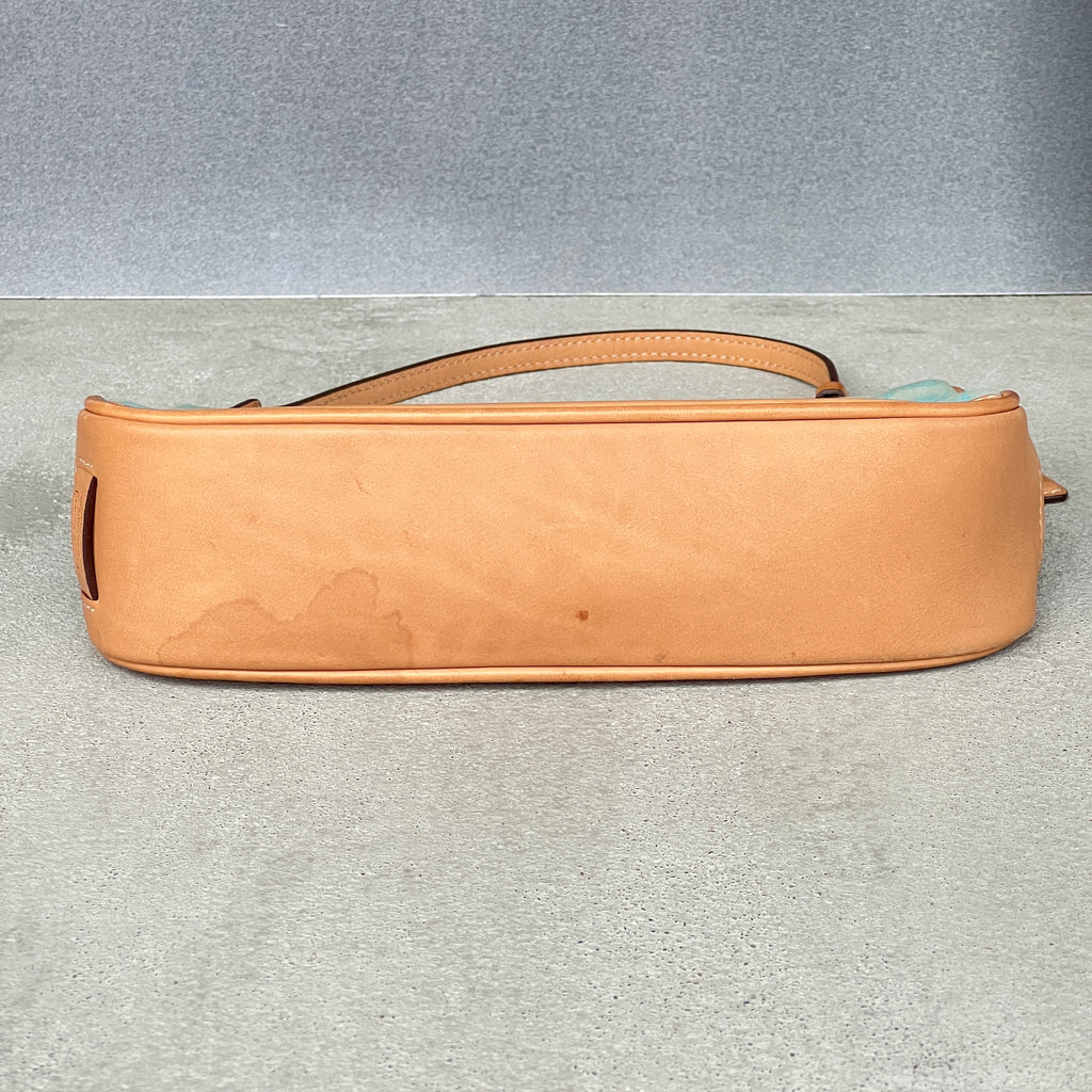 Coach | Rare Y2K Turquoise Tiffany Blue CC Monogram Canvas Tan Leather Shoulder Bag