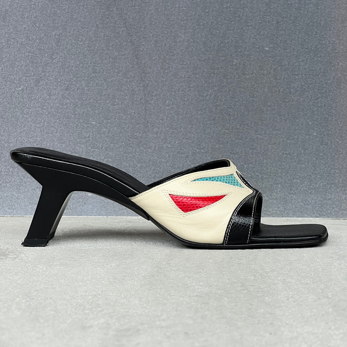 Sergio Rossi | Mexico Multicolour Pattern Leather Slide Mules (35)