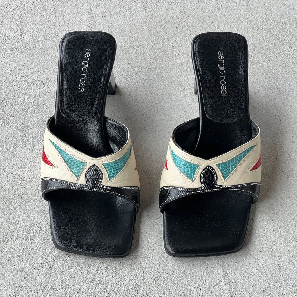 Sergio Rossi | Mexico Multicolour Pattern Leather Slide Mules (35)