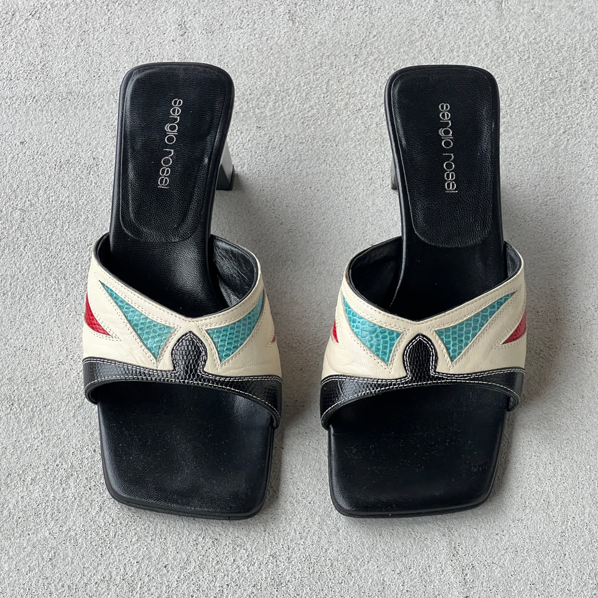 Sergio Rossi | Mexico Multicolour Pattern Leather Slide Mules (35)