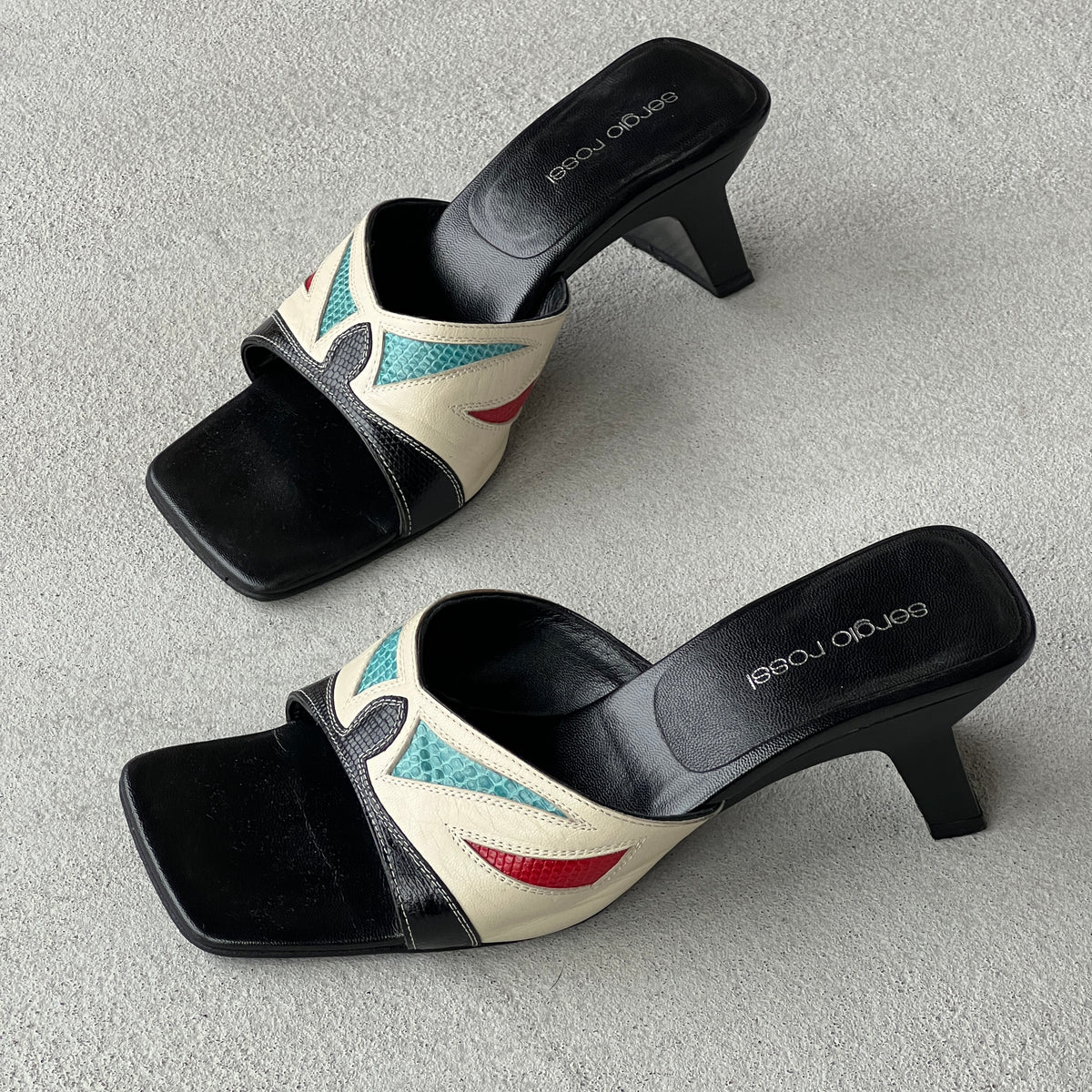 Sergio Rossi | Mexico Multicolour Pattern Leather Slide Mules (35)