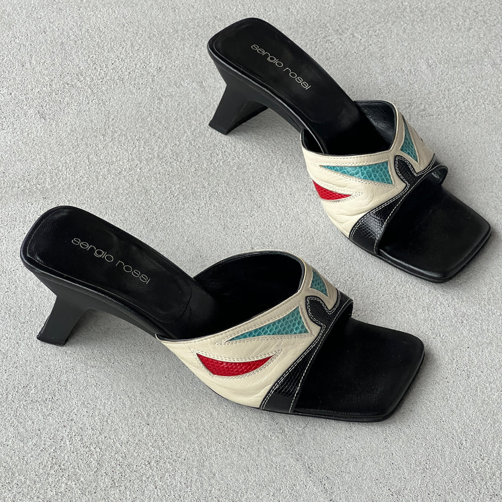 Sergio Rossi | Mexico Multicolour Pattern Leather Slide Mules (35)