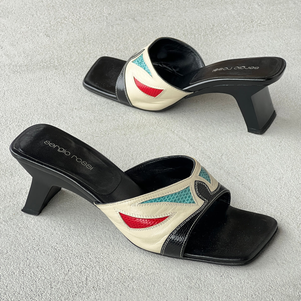 Sergio Rossi | Mexico Multicolour Pattern Leather Slide Mules (35)
