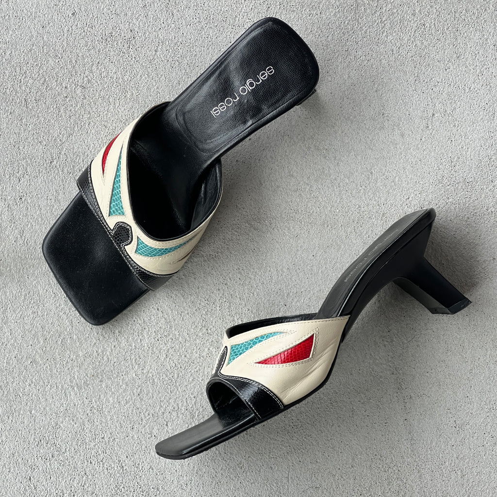 Sergio Rossi | Mexico Multicolour Pattern Leather Slide Mules (35)