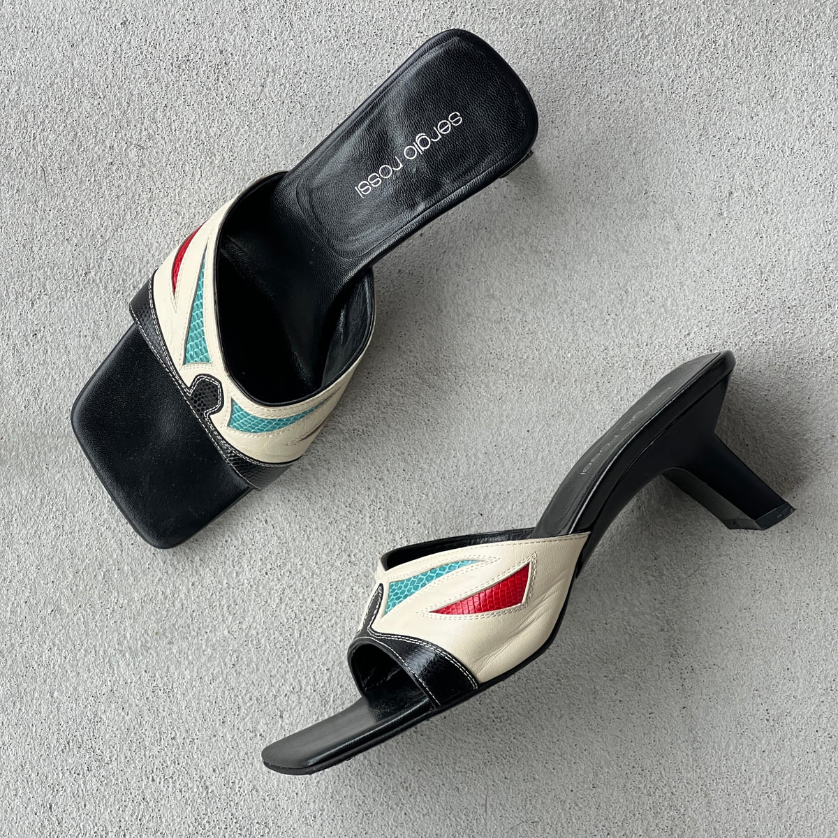 Sergio Rossi | Mexico Multicolour Pattern Leather Slide Mules (35)