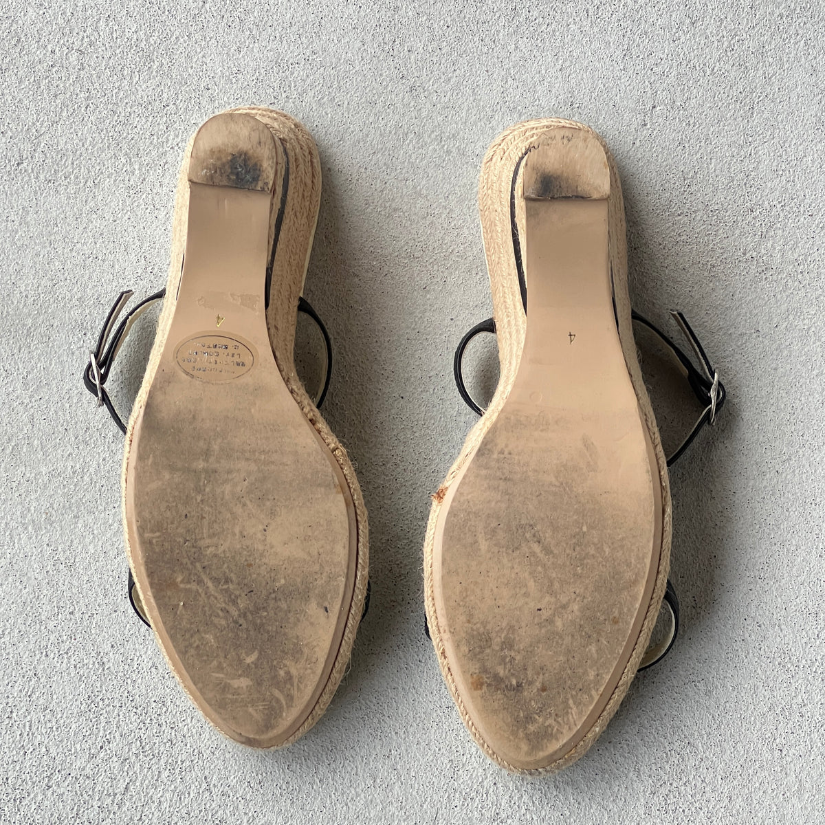 Vivienne Tam | Vintage Floral Embroidery Black Leather Burlap Wedge Heels (38)