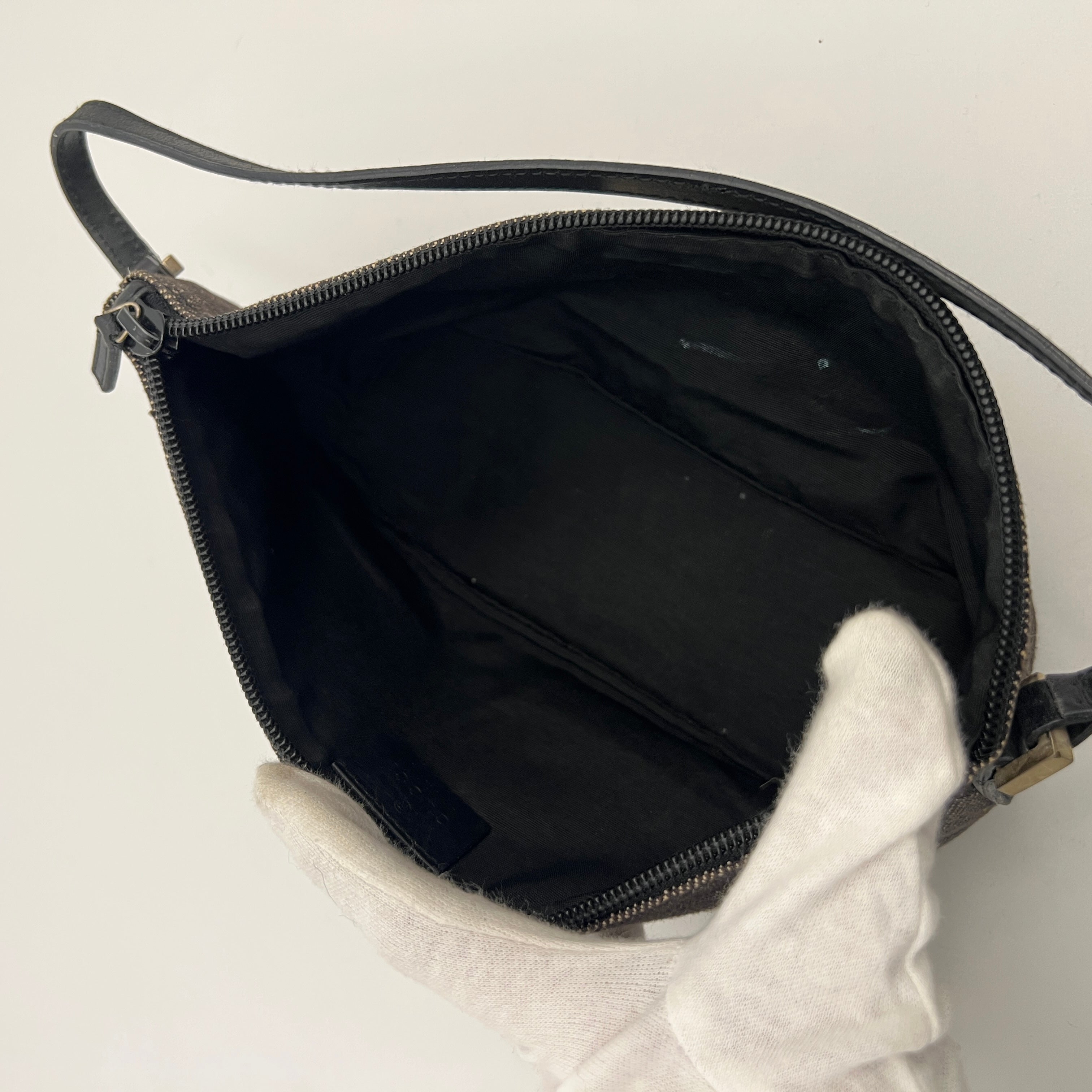 Gucci | Tom Ford Era Boat Pochette GG Monogram Canvas Gray Denim Leather Bag