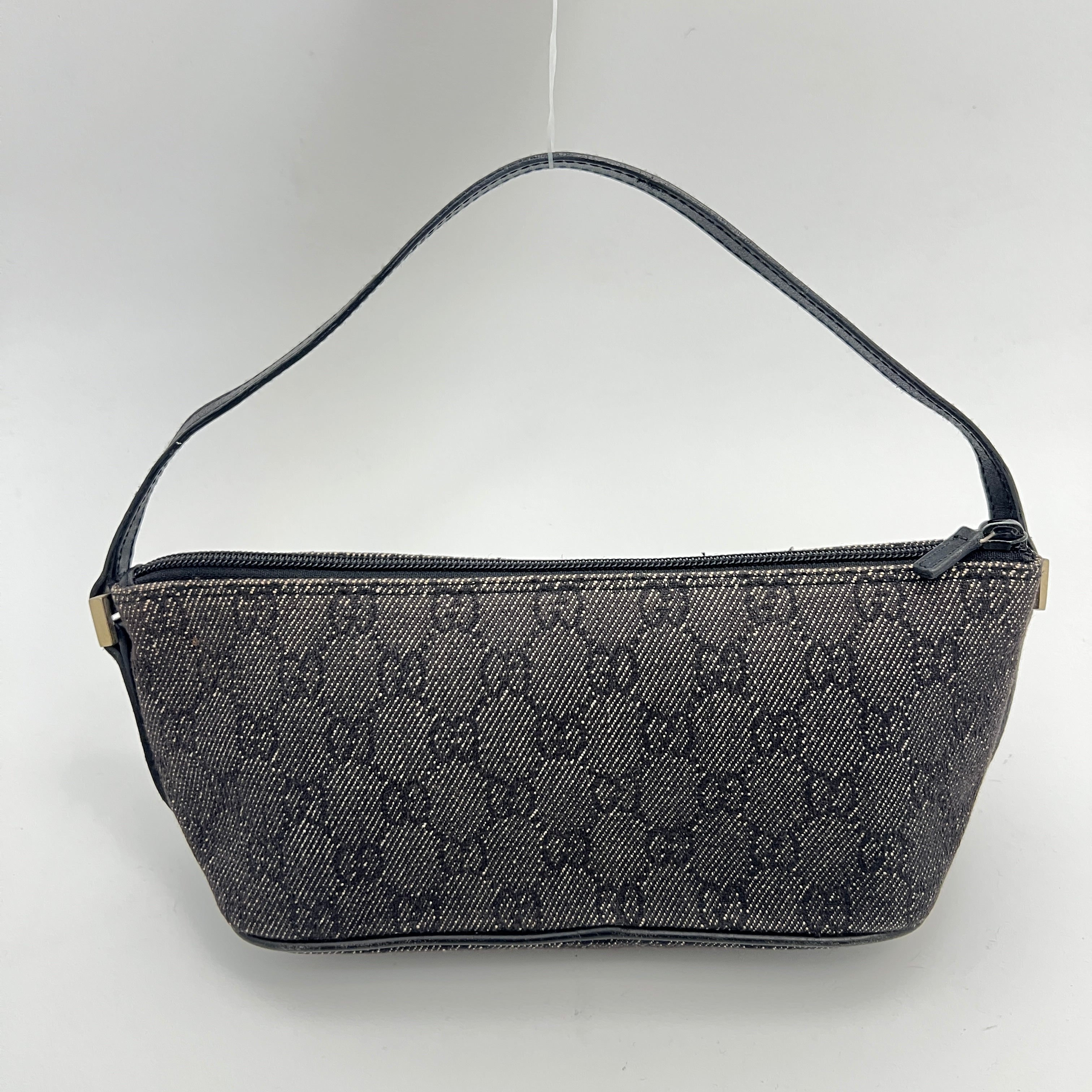 Gucci | Tom Ford Era Boat Pochette GG Monogram Canvas Gray Denim Leather Bag