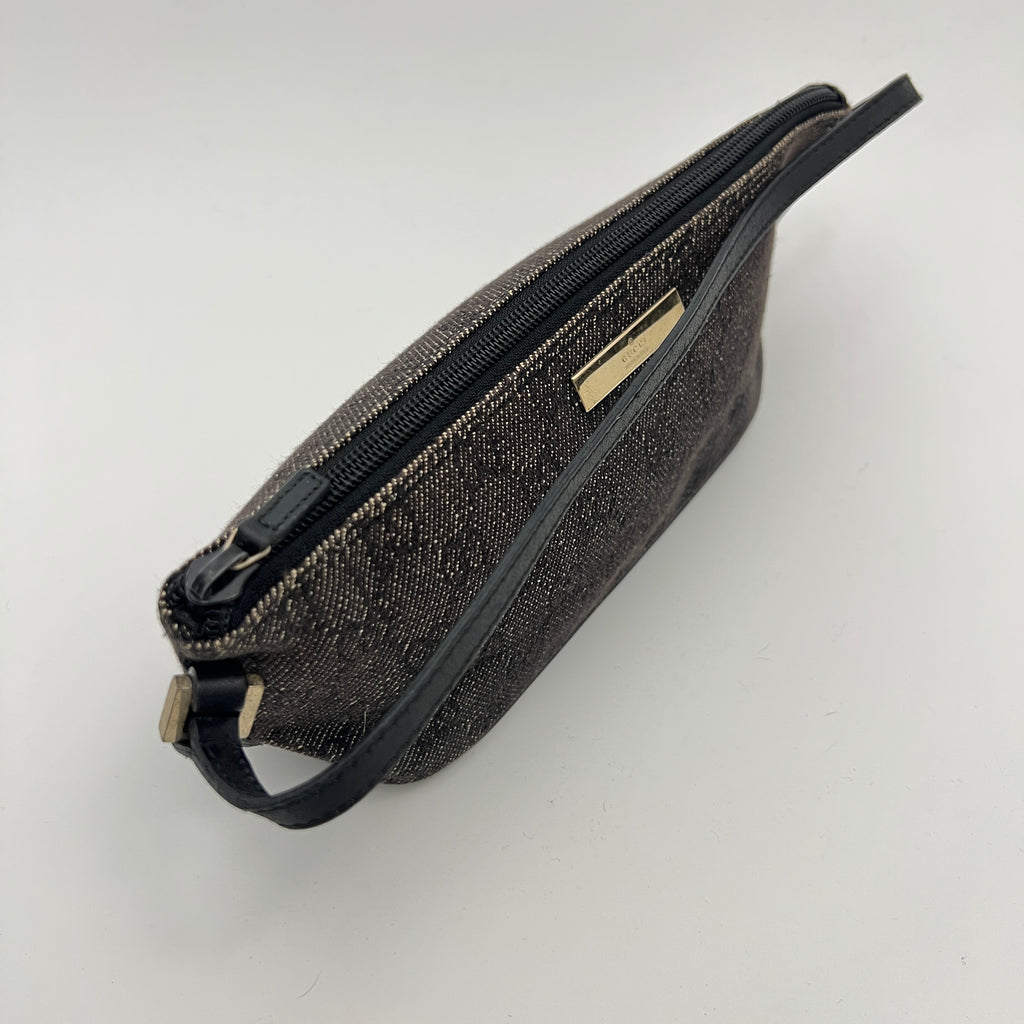 Gucci | Tom Ford Era Boat Pochette GG Monogram Canvas Gray Denim Leather Bag