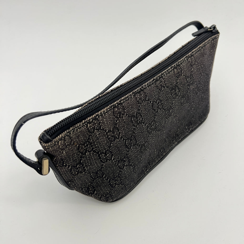 Gucci | Tom Ford Era Boat Pochette GG Monogram Canvas Gray Denim Leather Bag