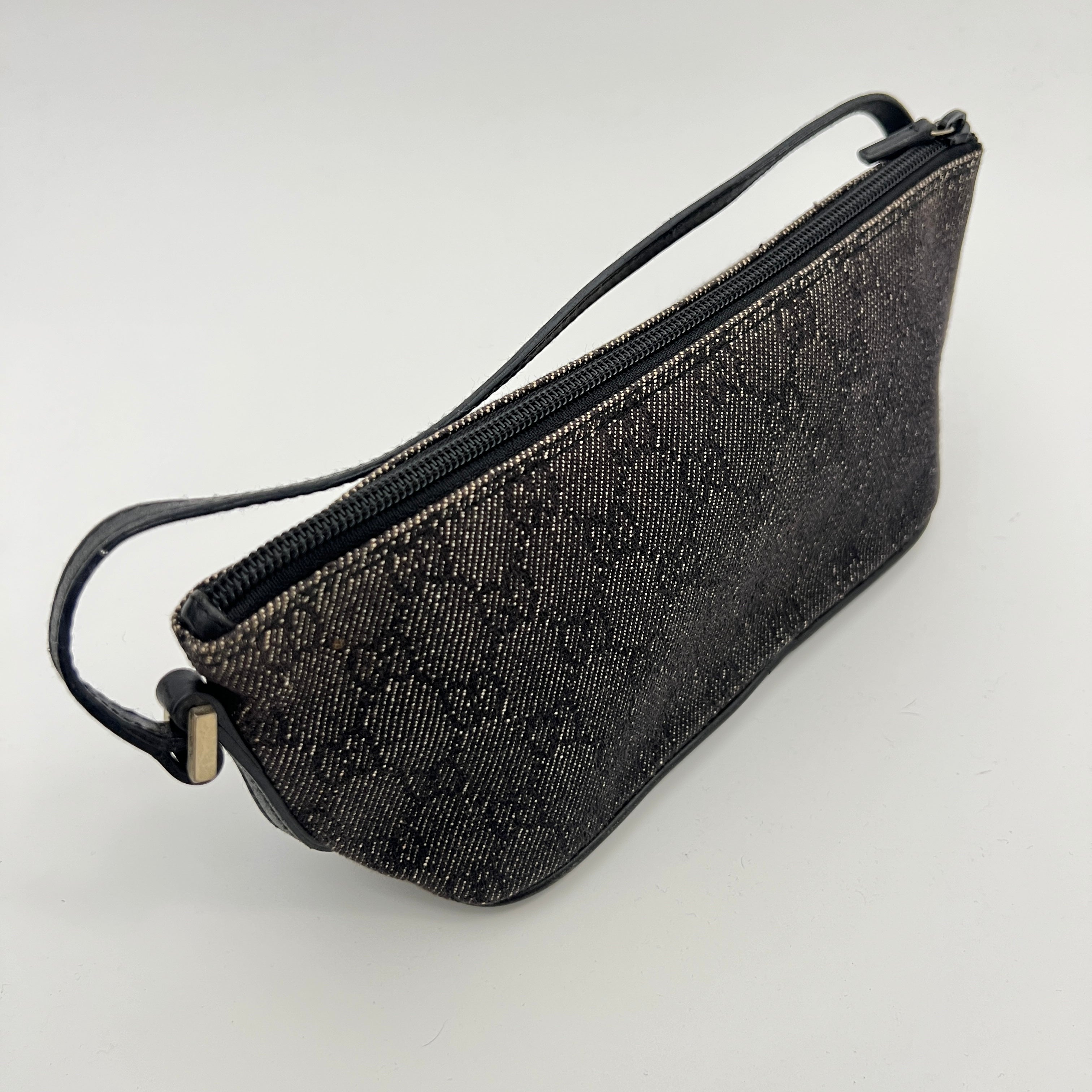 Gucci | Tom Ford Era Boat Pochette GG Monogram Canvas Gray Denim Leather Bag