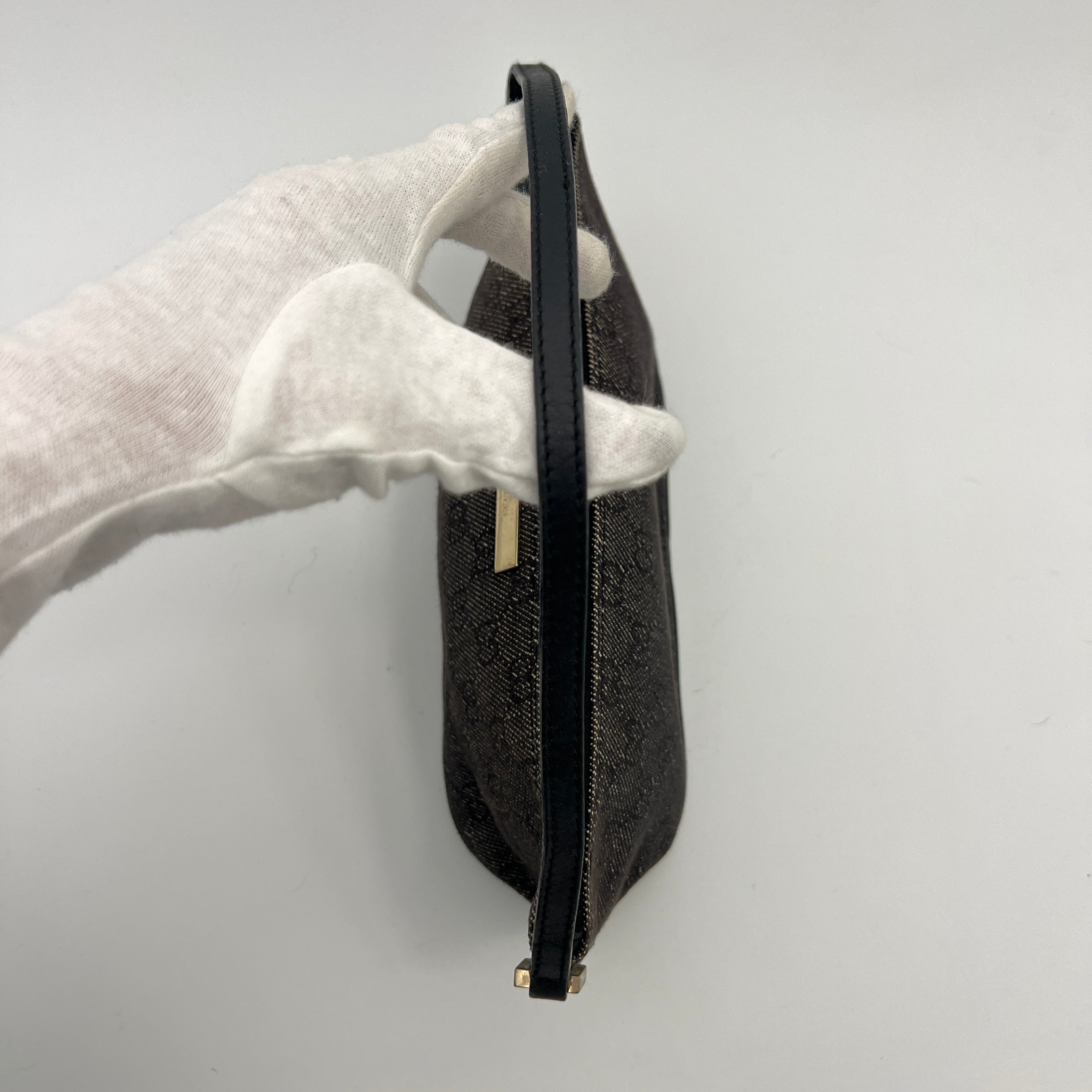 Gucci | Tom Ford Era Boat Pochette GG Monogram Canvas Gray Denim Leather Bag