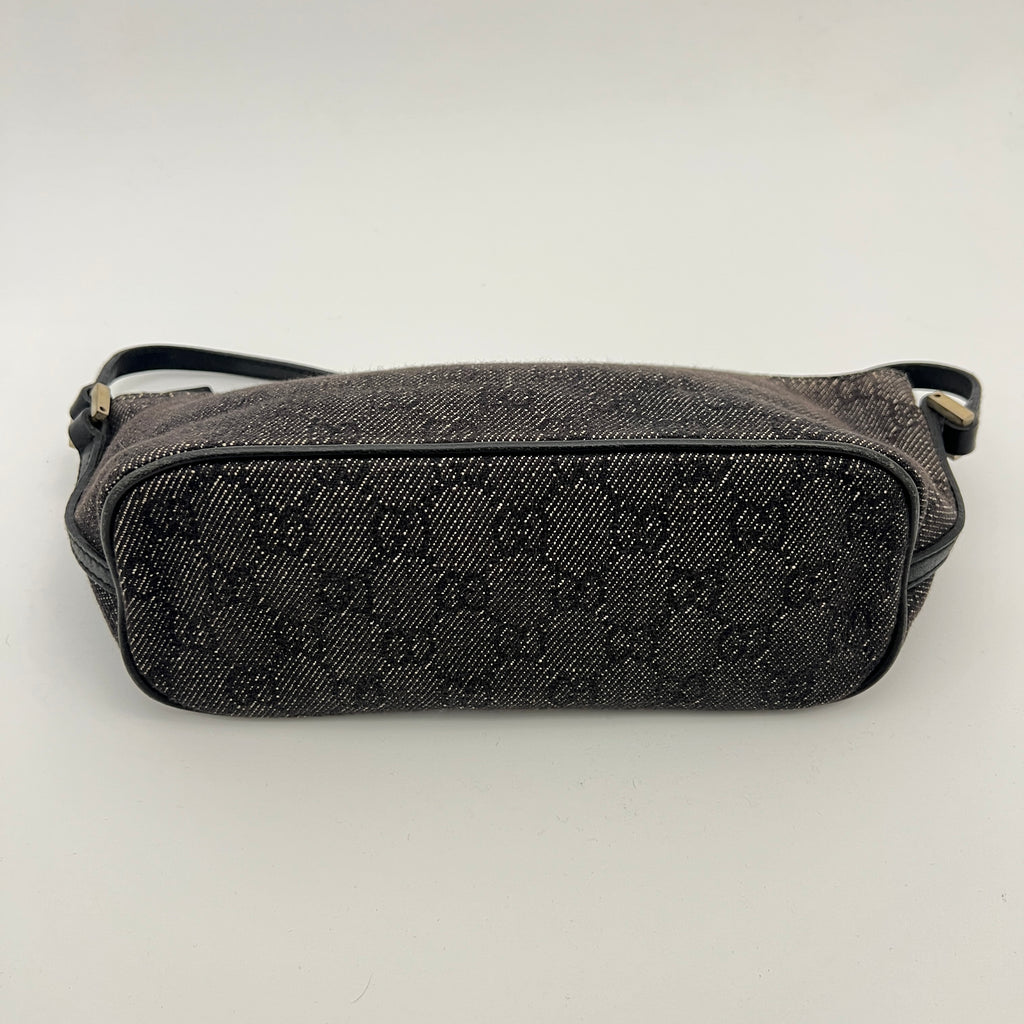 Gucci | Tom Ford Era Boat Pochette GG Monogram Canvas Gray Denim Leather Bag