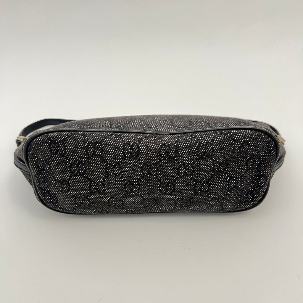 Gucci | Tom Ford Era Boat Pochette GG Monogram Canvas Gray Denim Leather Bag