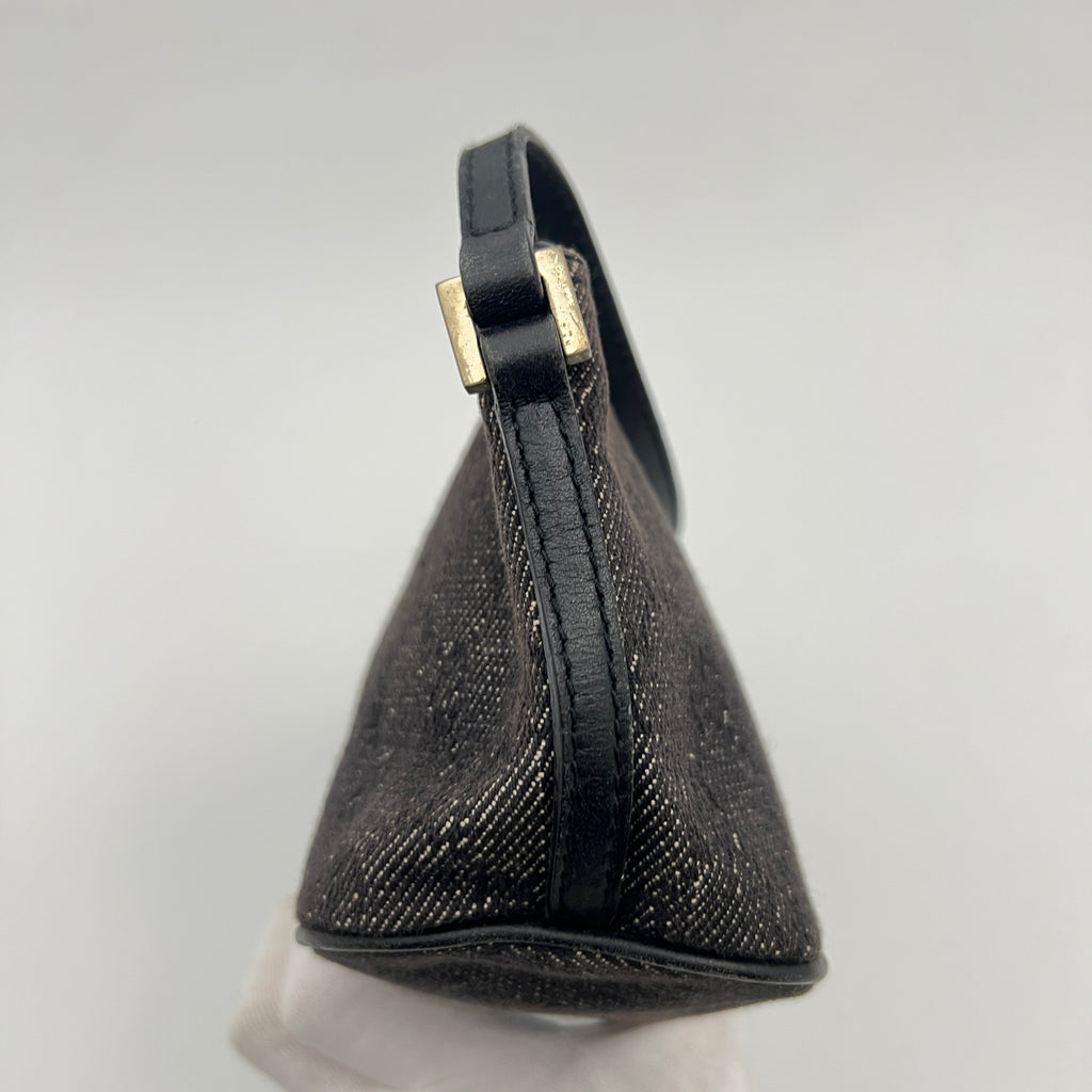 Gucci | Tom Ford Era Boat Pochette GG Monogram Canvas Gray Denim Leather Bag