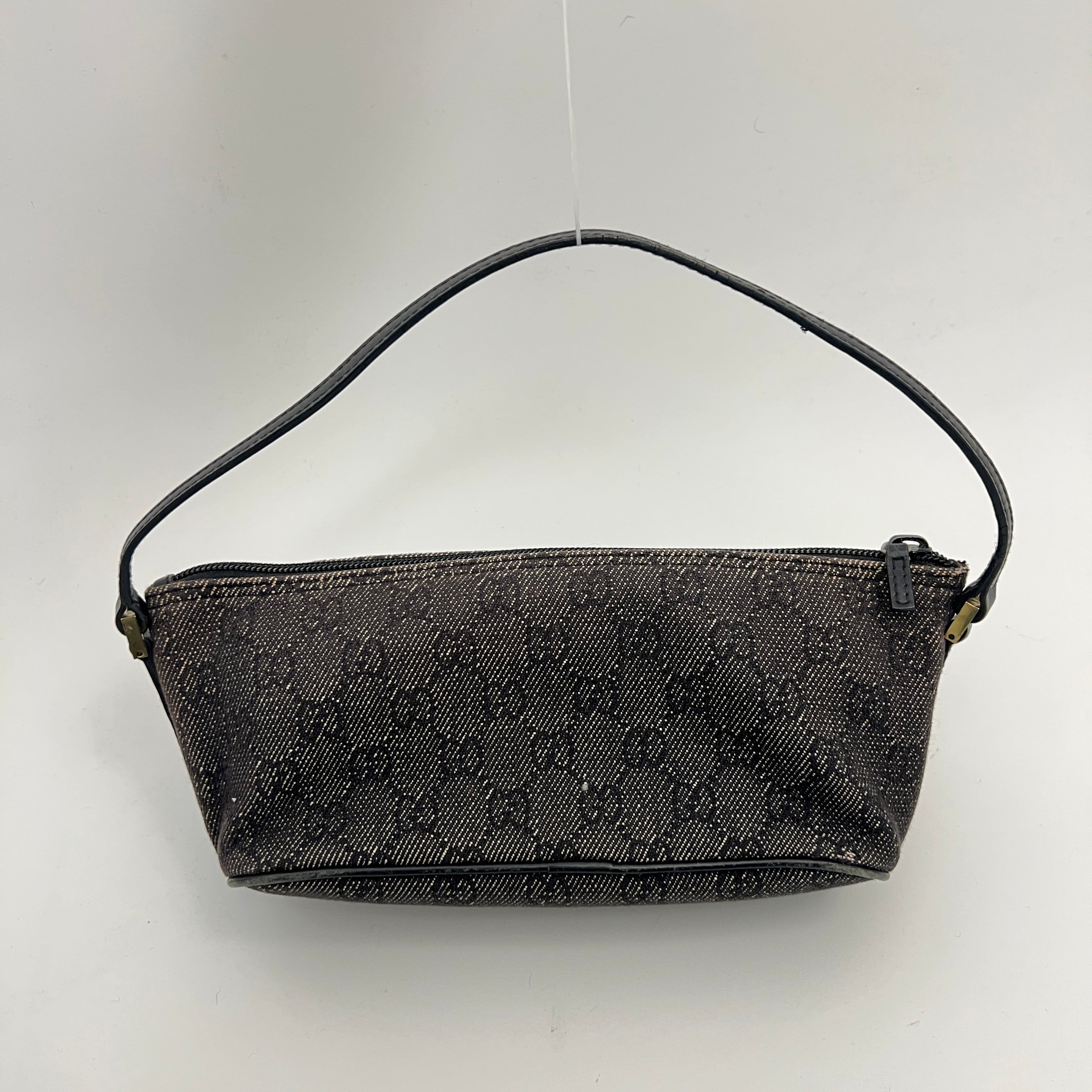 Gucci | Tom Ford Era Boat Pochette GG Monogram Canvas Gray Denim Leather Bag