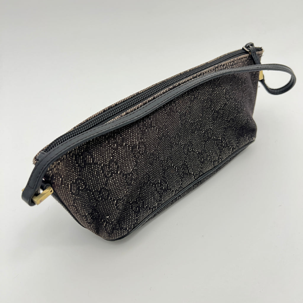 Gucci | Tom Ford Era Boat Pochette GG Monogram Canvas Gray Denim Leather Bag
