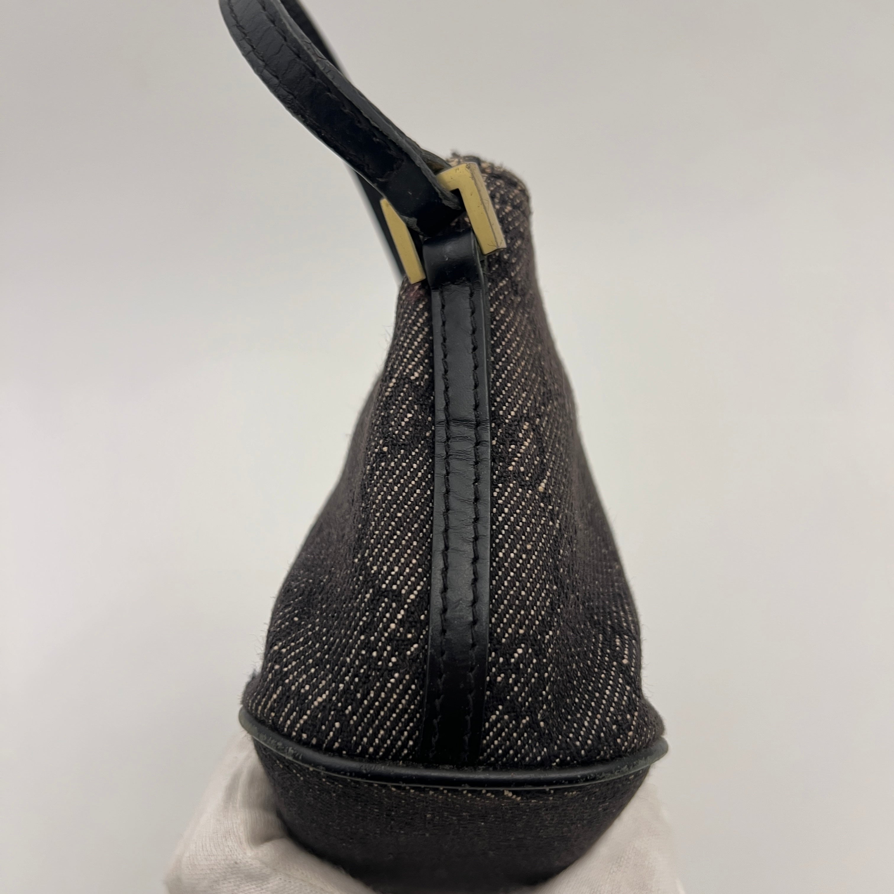 Gucci | Tom Ford Era Boat Pochette GG Monogram Canvas Gray Denim Leather Bag