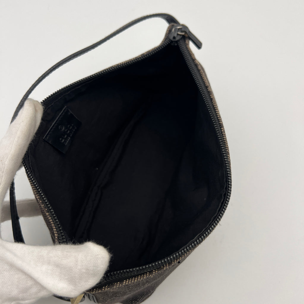 Gucci | Tom Ford Era Boat Pochette GG Monogram Canvas Gray Denim Leather Bag