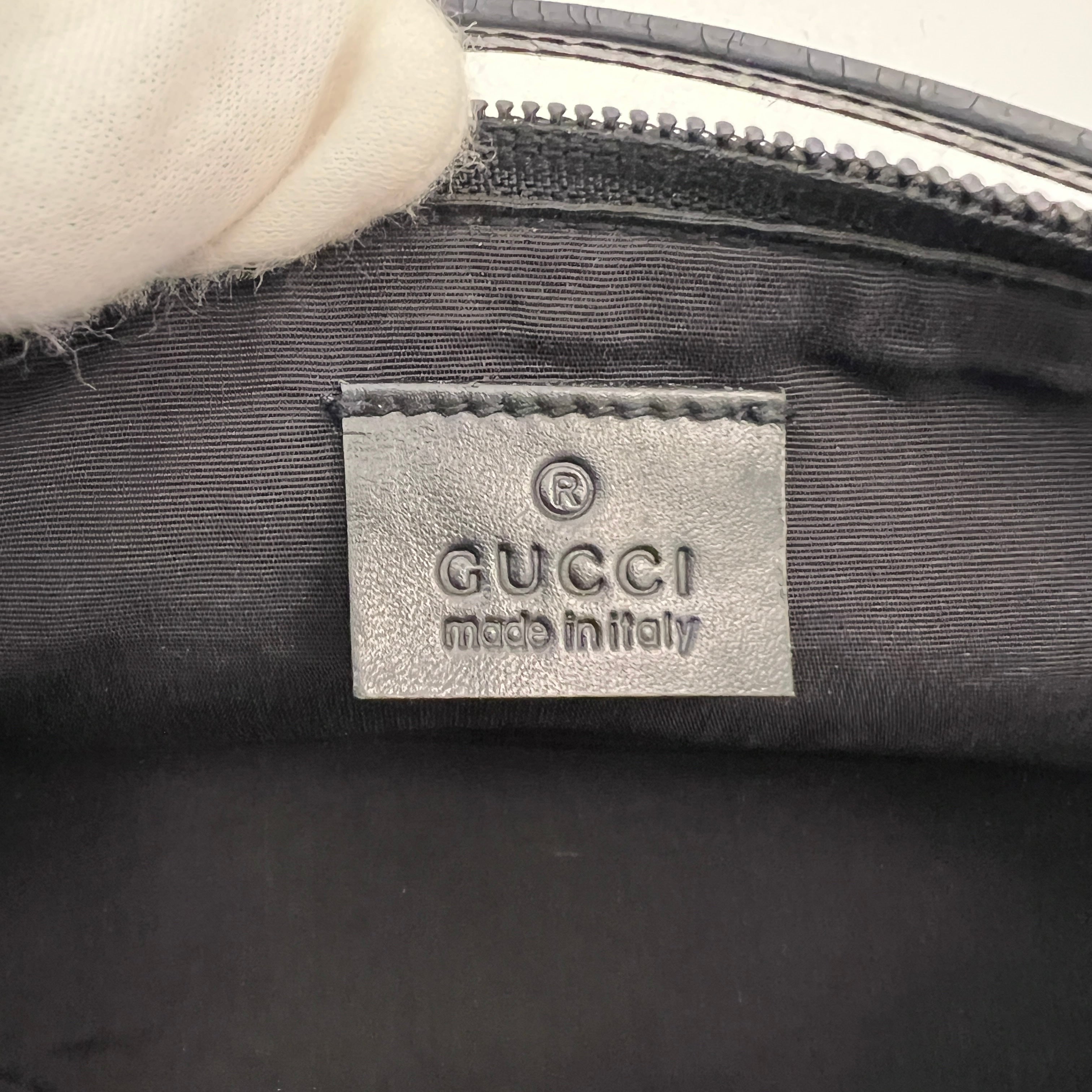 Gucci | Tom Ford Era Boat Pochette GG Monogram Canvas Gray Denim Leather Bag