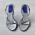 Gucci | Royal Blue Satin Gem Criss Cross Strap Sandal Slingback Heels (36.5)