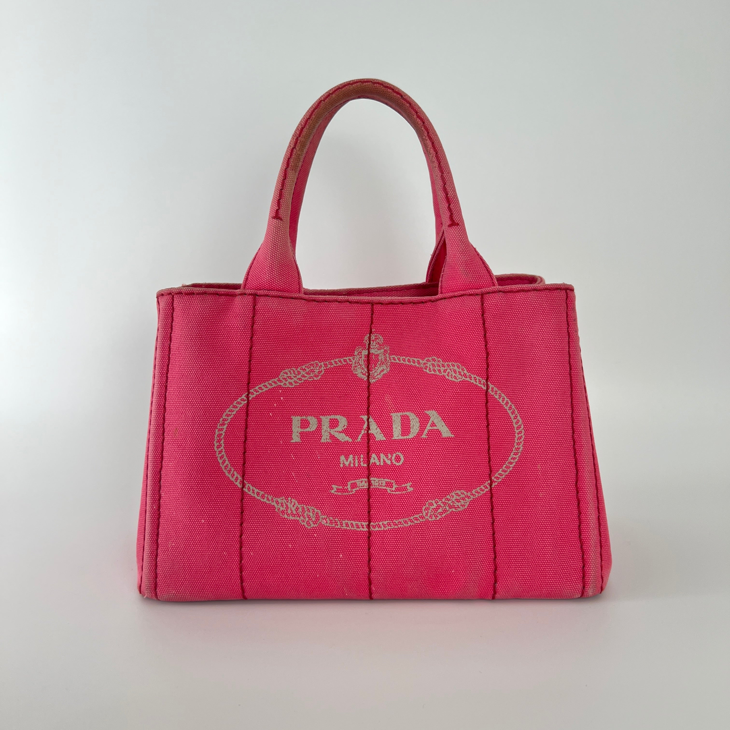 Prada | Canapa PM Pink Fuchsia Logo Cross Body Strap Canvas Bag Gold Hardware