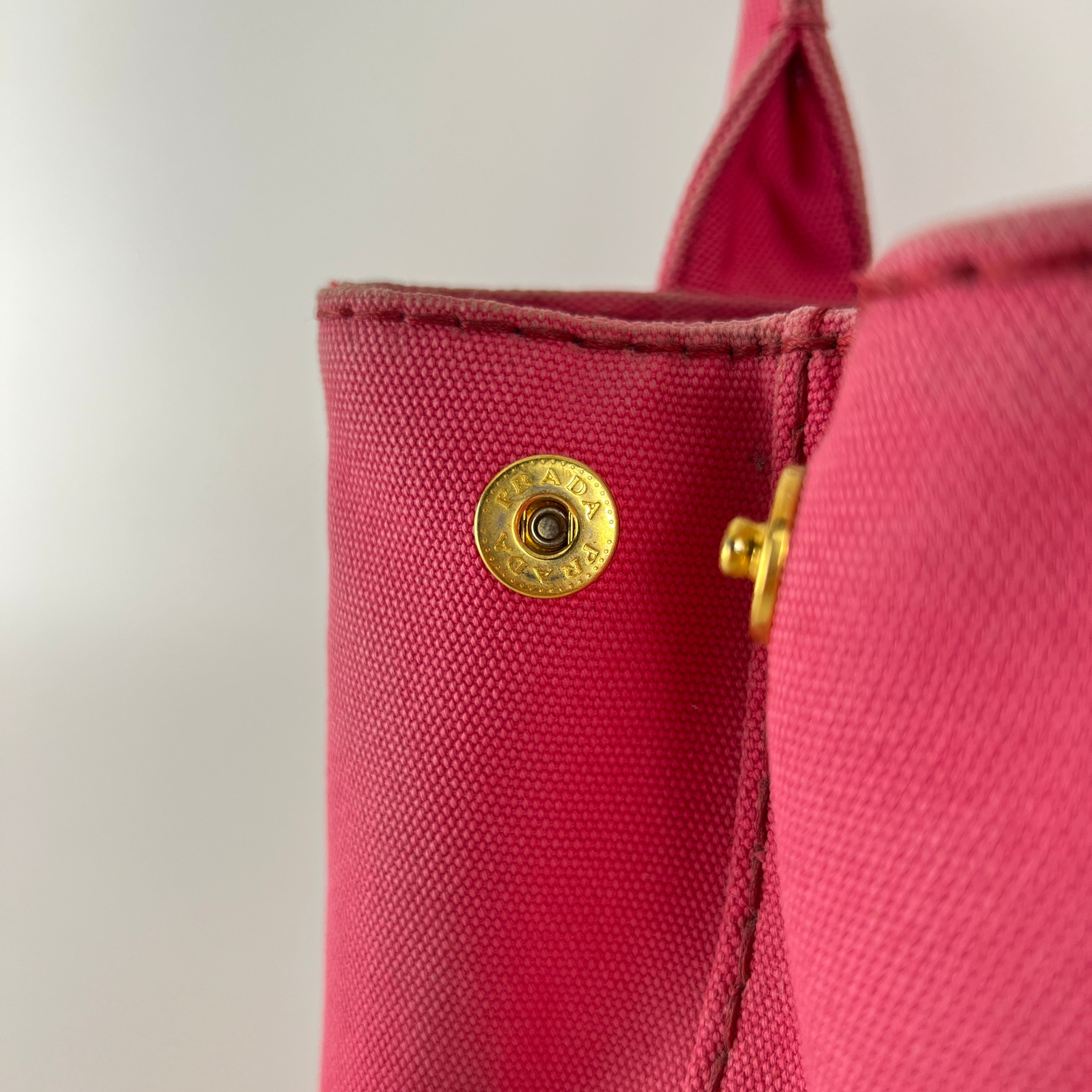 Prada | Canapa PM Pink Fuchsia Logo Cross Body Strap Canvas Bag Gold Hardware