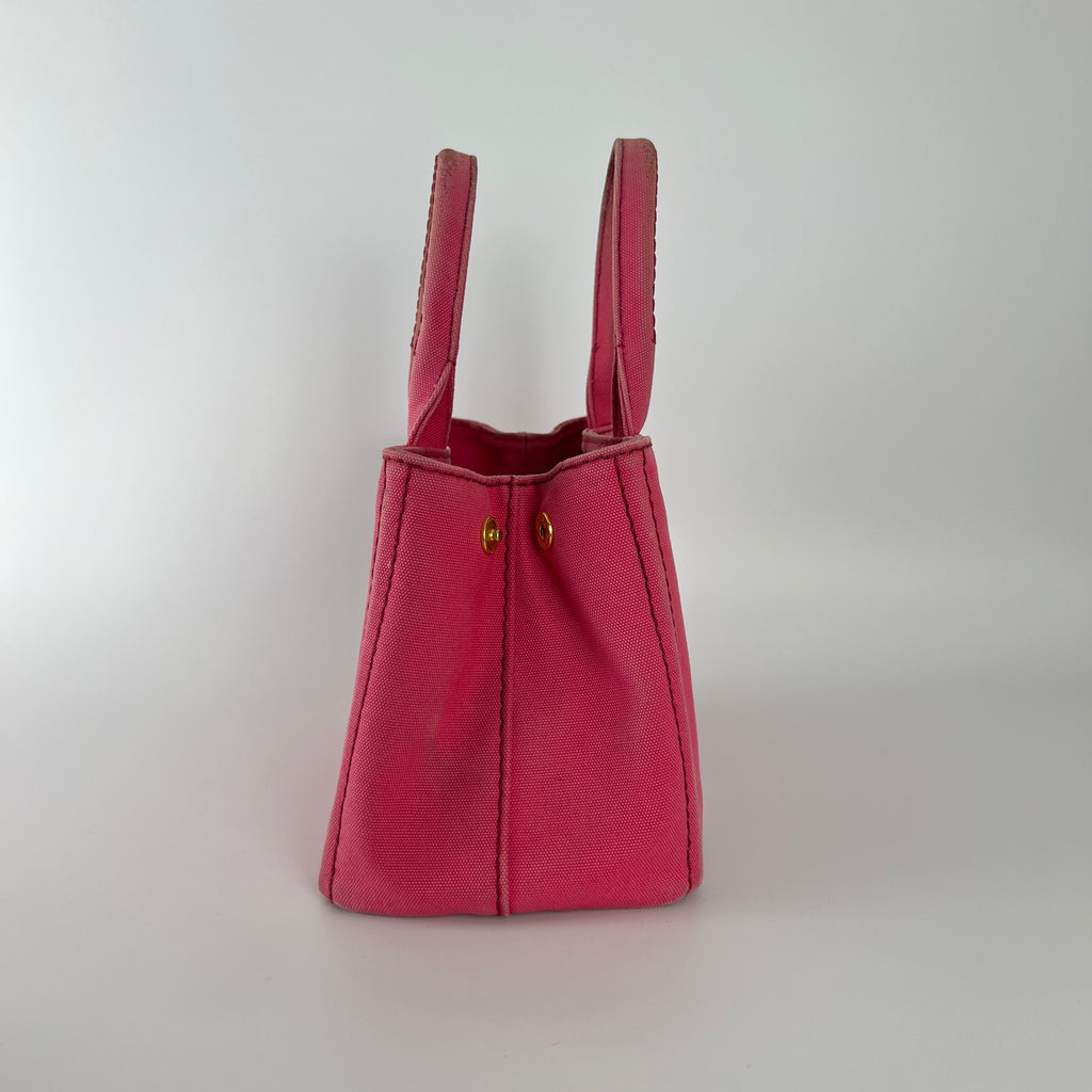 Prada | Canapa PM Pink Fuchsia Logo Cross Body Strap Canvas Bag Gold Hardware